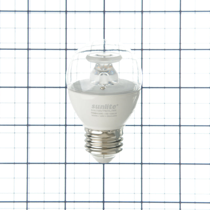 Sunlite G16/LED/7W/CL/30K/6PK 7W LED G16 Globe Light Bulb Medium E26 Base 3000K Clear 120V Dimmable 6 Pack (41896-SU)