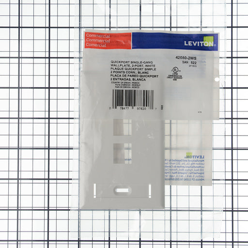 Leviton 1-Gang QuickPort Wall Plate With ID Windows 2-Port White (42080-2WS)