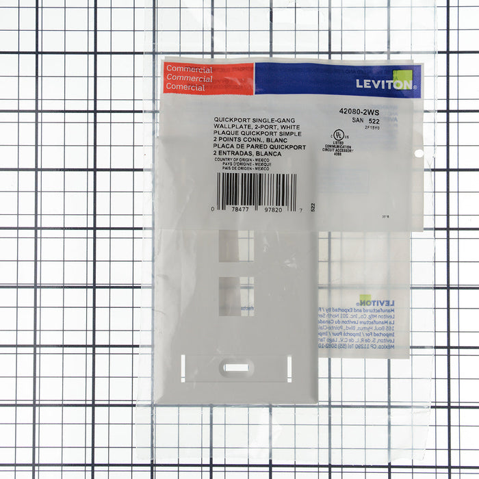 Leviton 1-Gang QuickPort Wall Plate With ID Windows 2-Port White (42080-2WS)