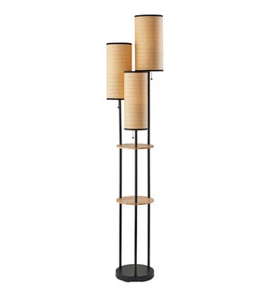 Adesso Trio Floor Lamp Black And Antique Brass (4305-12)