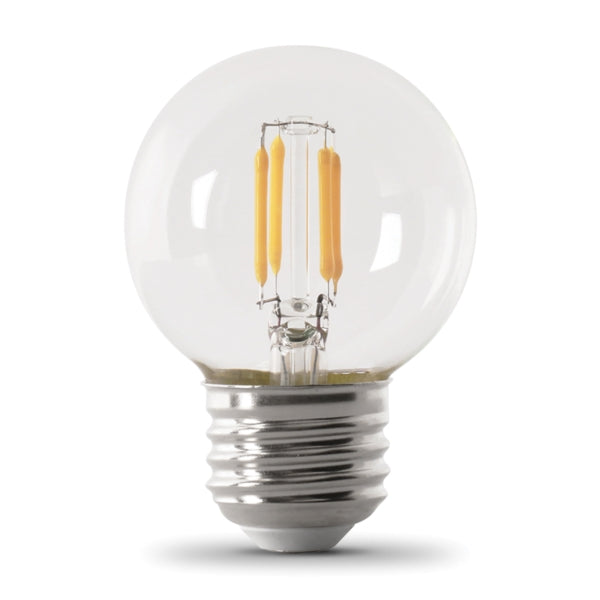 Feit Electric LED Globe G161/2 40W Equivalent 315Lm Filament Clear Glass Medium 2700K 2-Pack CEC Compliant Bulb (BPGM40/927CA/FIL/2/RP)