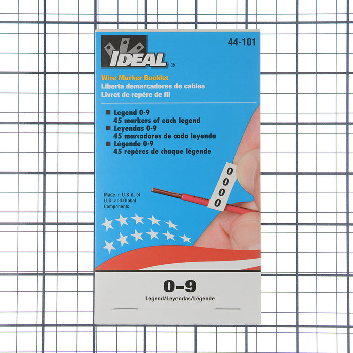 Ideal Wire Marker Booklet Assorted 0-9 45 Each (44-101)