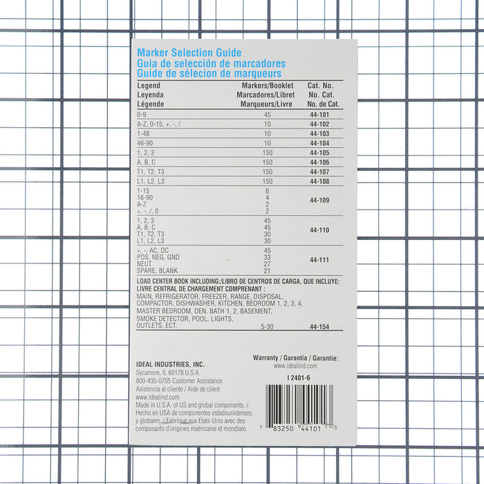 Ideal Wire Marker Booklet Assorted 0-9 45 Each (44-101)