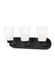 Generation Lighting Kerrville 3-Light Bath Vanity Wall Sconce In Midnight Black With Satin Etched Glass Shades (4415203-112)