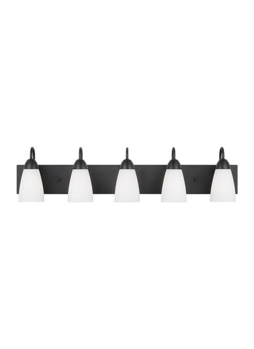 Generation Lighting Sean Lavin Seville 5-Light Bath Vanity Wall Sconce In Satin Bronze With Etched White Glass Shades (4420205-112)