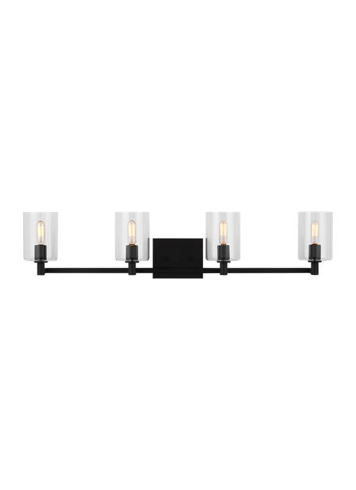 Generation Lighting Fullton Four Light Wall/Bath Midnight Black Black/White Cord (4464204-112)