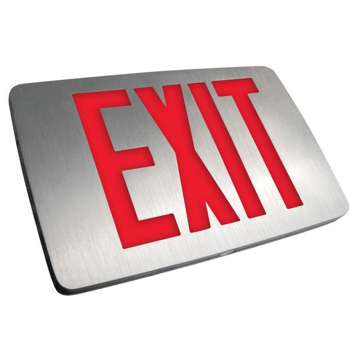 Exitronix Ultra-Slim Die Cast Aluminum Exit Sign Double-Face Red Letters NiCad Battery Black Enclosure Includes Mounting Canopy (453-WB-BB)