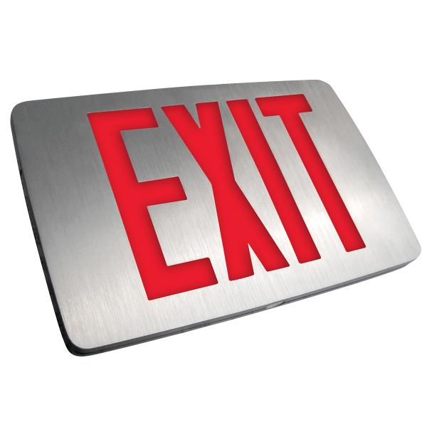 Exitronix Ultra-Slim Die Cast Aluminum Exit Sign Double-Face Red Letters NiCad Battery Black Enclosure Includes Mounting Canopy (453-WB-BB)