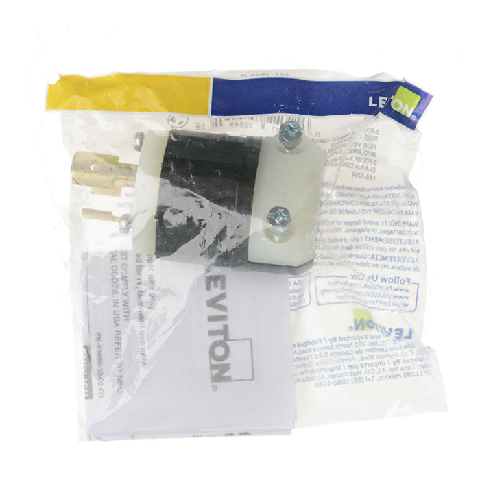 Leviton 15 Amp 125V NEMA L5-15P 2P 3W Locking Plug Industrial Grade Grounding Black-White (4720-C)