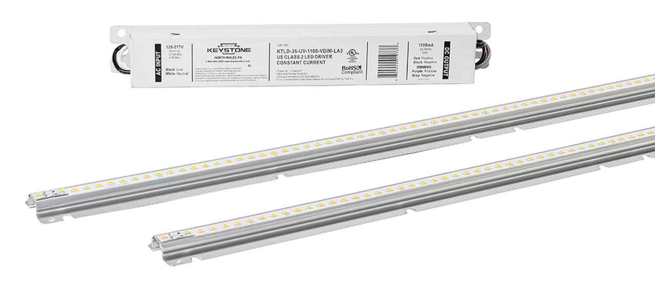 Keystone 45W 6000Lm With 1 LED Driver 2 LED Modules Mounting Hardware Linear LED Retrofit Kit With Aluma Groove (KT-RKIT-2AG44-6000-835-VDIM-IP)