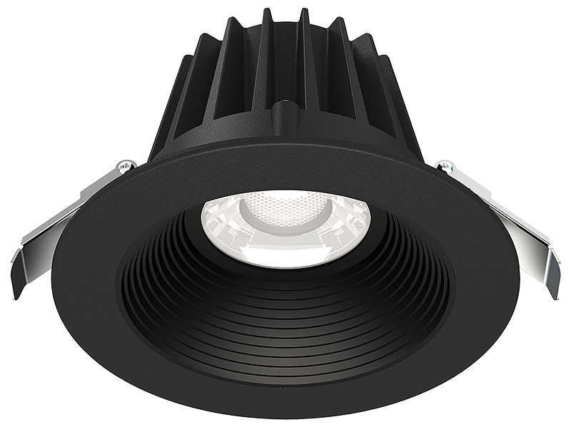 Lotus LED Lights 4 Inch Round Recessed Black Trim LED 15W CCT Selectable 2700K/3000K/3500K/4000K/5000K Baffle Black Reflector 36 Degree Air Tight 90 CRI (JXL-COB04-R15W-5CCT-BK-4RR-BF-BK)