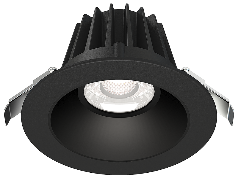 Lotus LED Lights 4 Inch Round Recessed Black Trim LED 15W CCT Selectable 2700K/3000K/3500K/4000K/5000K Smooth Black Reflector 36 Degree Air Tight 90 CRI (JXL-COB04-R15W-5CCT-BK-4RR-SM-BK)