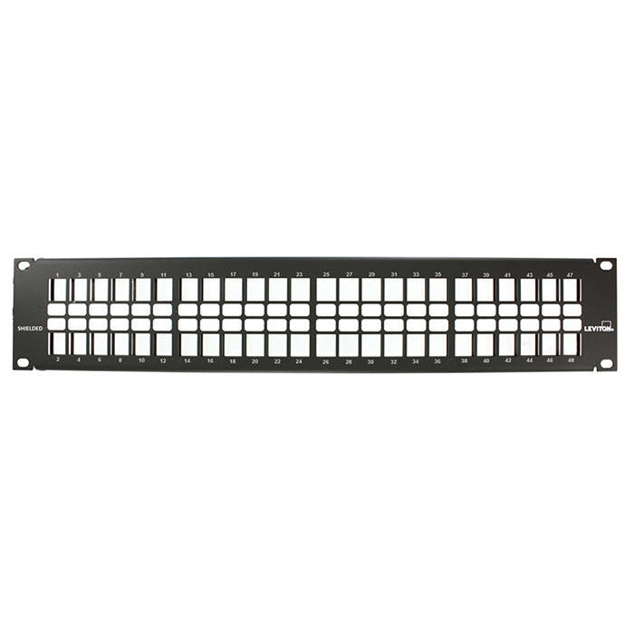 Leviton Shielded Flat QUICKPORT Patch Panel With Vertical Numbering 48-Port 2RU (4S255-48N)