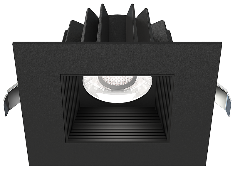 Lotus LED Lights 4 Inch Square Recessed Black Trim LED 15W CCT Selectable 2700K/3000K/3500K/4000K/5000K Baffle Black Reflector 36 Degree Air Tight 90 CRI (JXL-COB04-S15W-5CCT-BK-4SR-BF-BK)