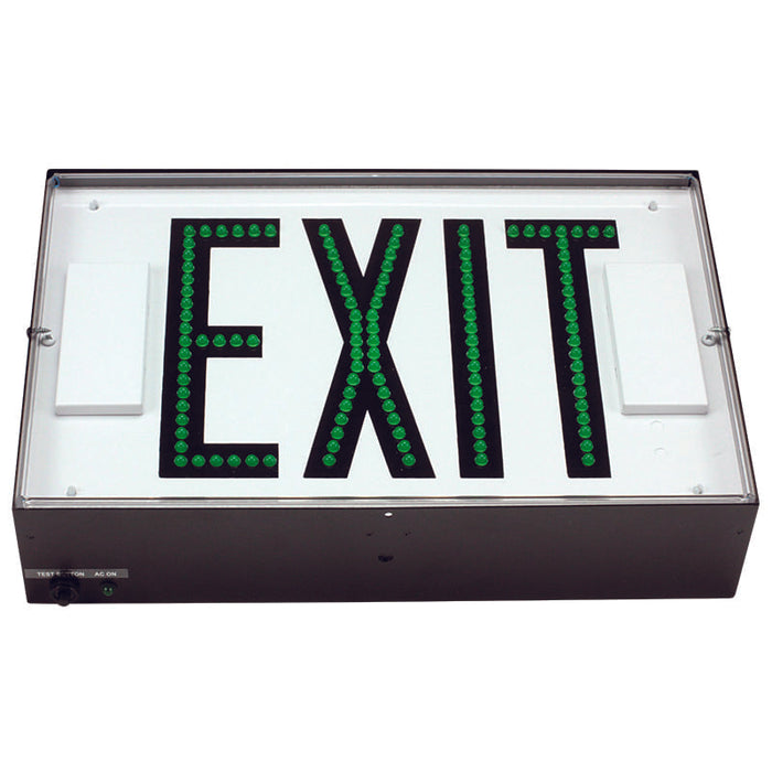 Exitronix Steel Direct View LED Exit Sign Single Face Green LED&#039;s 2 Circuit Input 277/277V White Enclosure White Face/Green Letters Tamper Resistant Hardware (G502E-2CI7-WH-C10-DR-TRH)