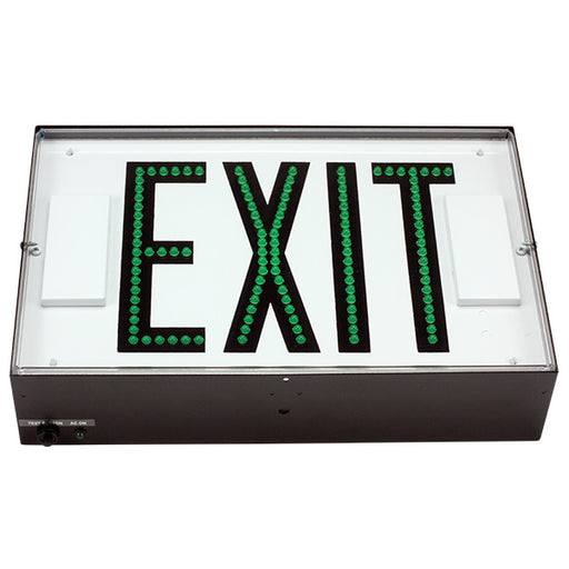 Exitronix Steel Direct View LED Exit Sign Double Face Green LED&#039;s AC Only Black Enclosure White Face/Black Letters Downlight Tamper Resistant Hardware (G503E-LB-BL-DL-DR-TRH)