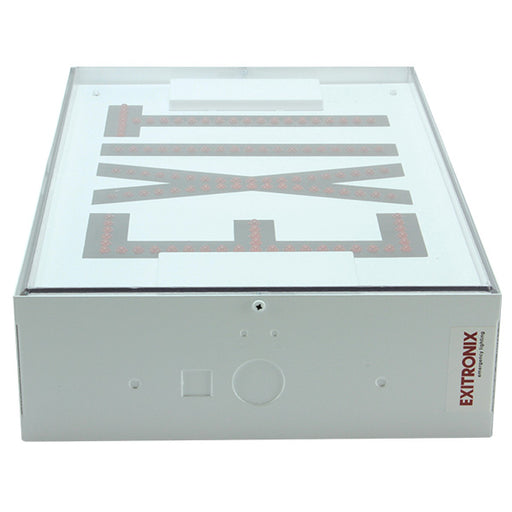 Exitronix Steel Direct View LED Exit Sign Single Face Red LED&#039;s AC Only White Enclosure White Face/Red Letters Mounting Canopy (502E-LB-WH-C6)