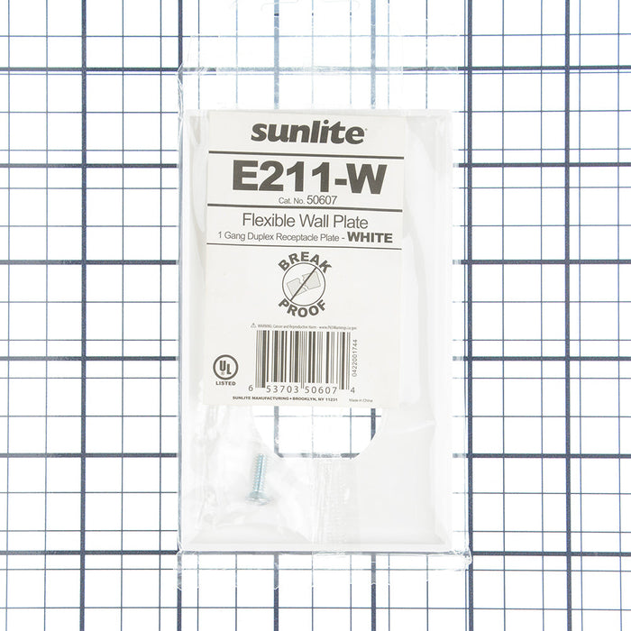 Sunlite E211/W 1-Gang Duplex Receptacle Plate White (50607-SU)