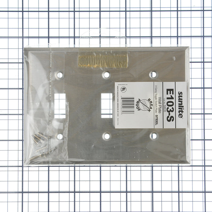 Sunlite E103/S 3-Gang Toggle Switch Plate Steel (50635-SU)
