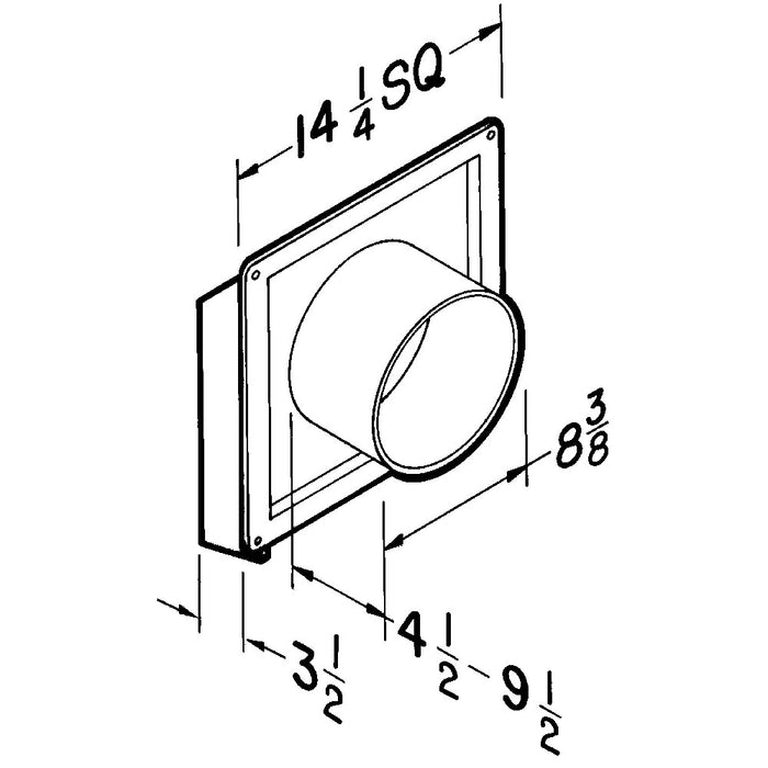 Broan-NuTone 8 Inch Through Wall Ventilation Fan White Square Plastic Grille 180 CFM (509)