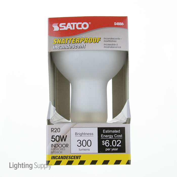 SATCO/NUVO 50R20/TF 50W R20 Incandescent Frost 2000 Hours 300Lm Medium Base 120V Shatterproof 2700K (S4886)