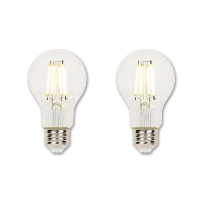 Westinghouse 6.5W A19 Filament LED Dimmable Clear 2700K E26 Medium Base 120V 2-Pack (5136100)