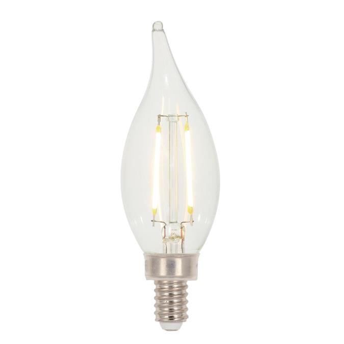 Westinghouse 3.3CA11/FilamentLED/DIM/CL/CB/30 3.3W CA11 Filament LED Dimmable Clear 3000K 300Lm E12 Candelabra Base 120V (5264100)