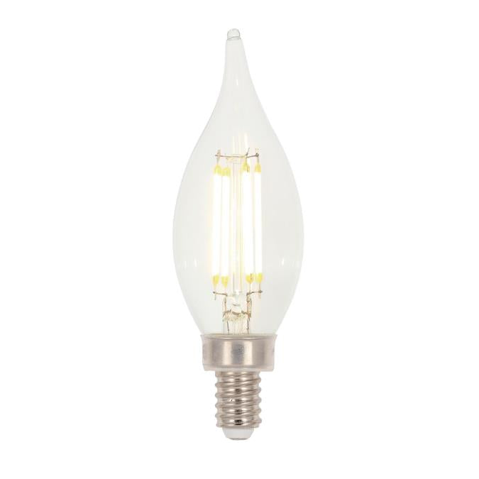 Westinghouse 4.5CA11/FilamentLED/DIM/CL/CB/30 4.5W LED CA11 Dimmable Filament Bulb Candelabra E12 Base 500Lm 3000K 80 CRI 120V Dimmable (5266100)