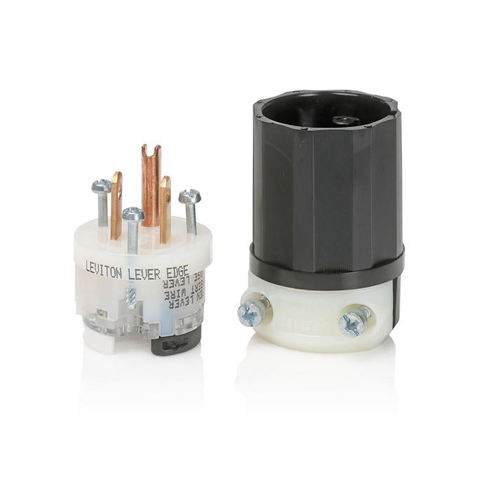 Leviton Black And White Lever Edge 15A 125V Straight Blade Plug 2-Pole 3-Wire NEMA 5-15P Grounding Industrial Grade (5266E)