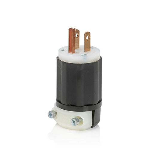 Leviton Black And White Lever Edge 15A 125V Straight Blade Plug 2-Pole 3-Wire NEMA 5-15P Grounding Industrial Grade (5266E)