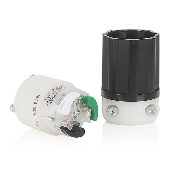 Leviton Black And White Lever Edge 20A 125V Straight Blade Connector 2-Pole 3-Wire NEMA 5-20R Grounding Industrial Grade (5369E)