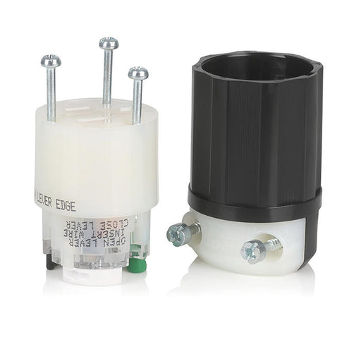 Leviton Black And White Lever Edge 15A 125V Straight Blade Connector 2-Pole 3-Wire NEMA 5-15R Grounding Industrial Grade (5269E)