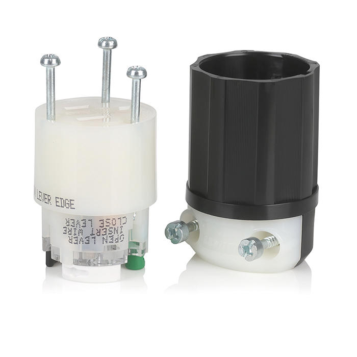 Leviton Black And White Lever Edge 15A 125V Straight Blade Connector 2-Pole 3-Wire NEMA 5-15R Grounding Industrial Grade (5269E)