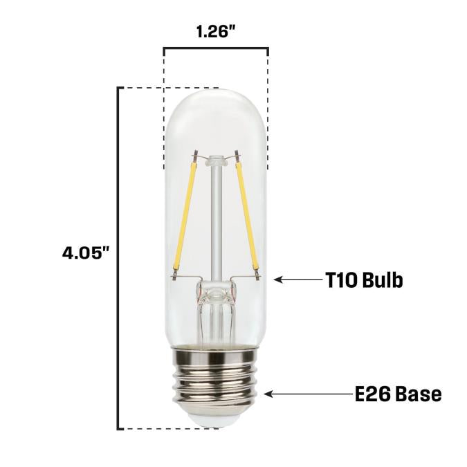 Westinghouse 3.5T10/FilamentLED/DIM/CL/27 3.5W LED T10 Filament Bulb Medium E26 Base 350Lm 2700K 80 CRI 120V Dimmable (5339000)