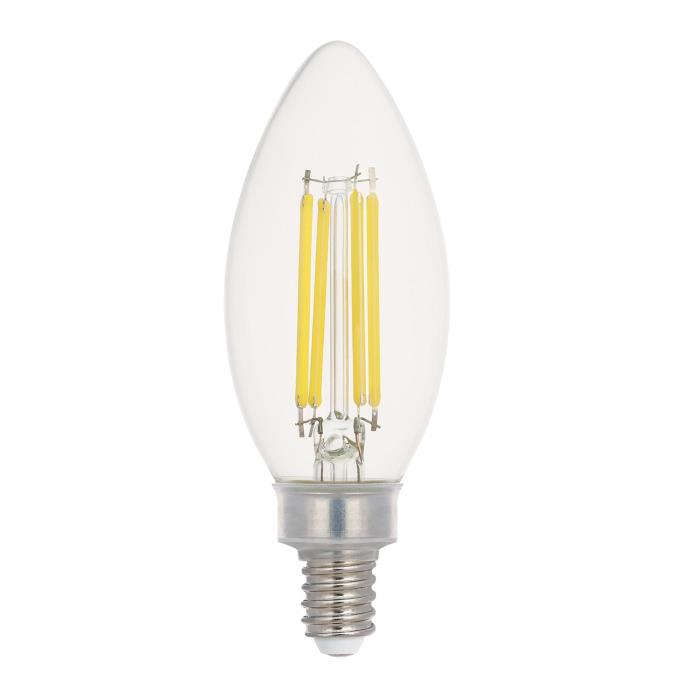 Westinghouse 5.5B11/FilamentLED/DIM/CL/CB/30 5.5W LED B11 Dimmable Filament Bulb Candelabra E12 Base 800Lm 3000K 120V 80 CRI Clear (5358000)