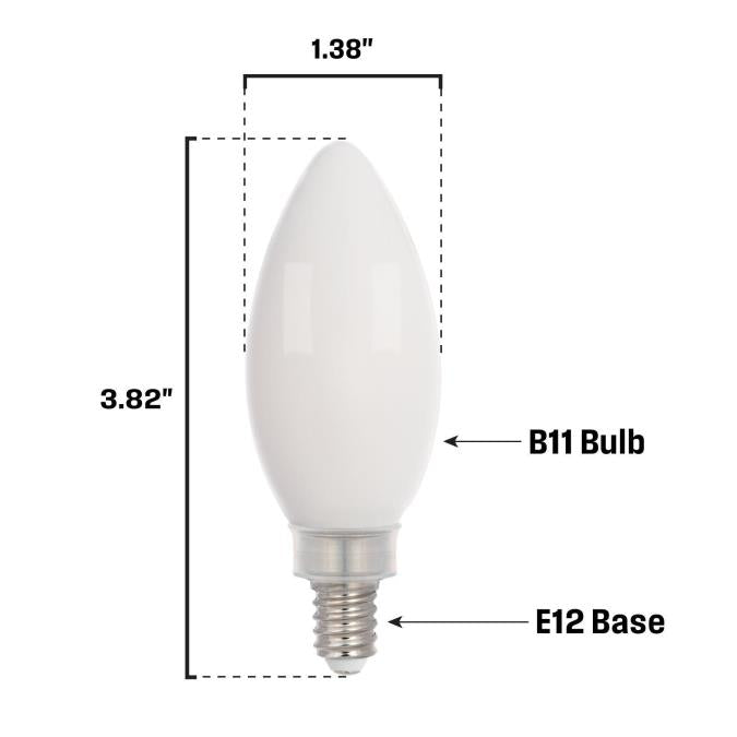 Westinghouse 5.5B11/FilamentLED/DIM/SW/CB/30 5.5W LED B11 Dimmable Filament Bulb Candelabra E12 Base 800Lm 3000K 120V 80 CRI (5360000)