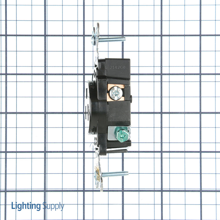 Leviton Single Receptacle Outlet Heavy-Duty Industrial Spec Grade Smooth Face 20 Amp 125V Back Or Side Wire NEMA 5-20R Black (5361-E)