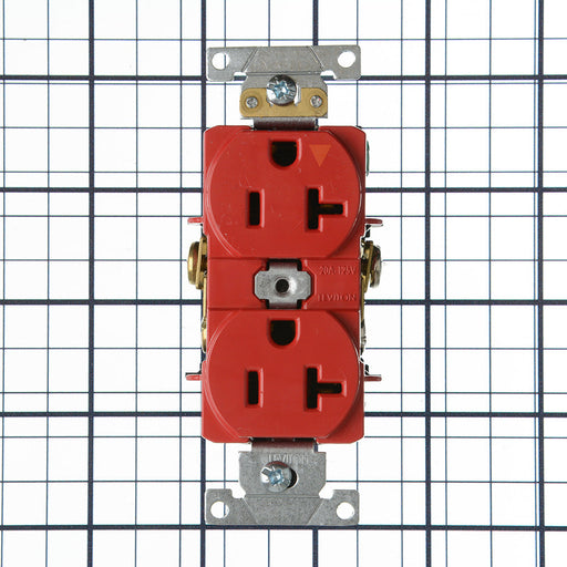Leviton Isolated Ground Duplex Receptacle Outlet Heavy-Duty Industrial Spec Grade Smooth Face 20 Amp 125V Back Or Side Wire Red (5362-IGR)