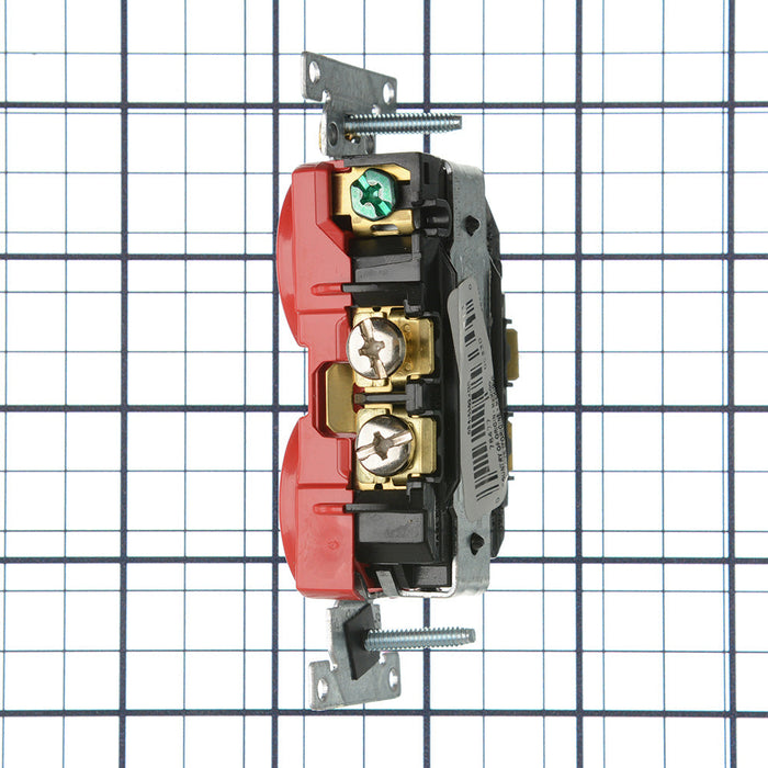Leviton Isolated Ground Duplex Receptacle Outlet Heavy-Duty Industrial Spec Grade Smooth Face 20 Amp 125V Back Or Side Wire Red (5362-IGR)