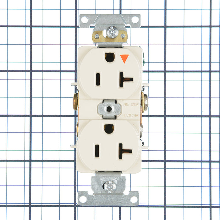 Leviton Isolated Ground Duplex Receptacle Outlet Heavy-Duty Industrial Spec Grade Smooth Face 20 Amp 125V Back Or Side Wire Light Almond (5362-IGT)