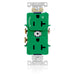 Leviton Duplex Receptacle Outlet Heavy-Duty Industrial Spec Grade Split-Circuit One Outlet Marked Controlled 20A/125V Back Or Side Wire Green (5362-S1N)