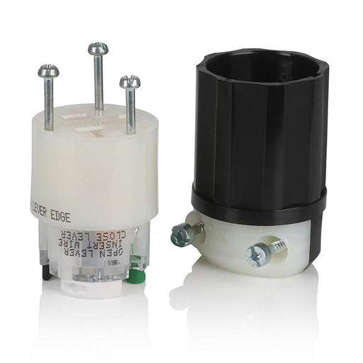 Leviton Black And White Lever Edge 20A 125V Straight Blade Connector 2-Pole 3-Wire NEMA 5-20R Grounding Industrial Grade (5369E)