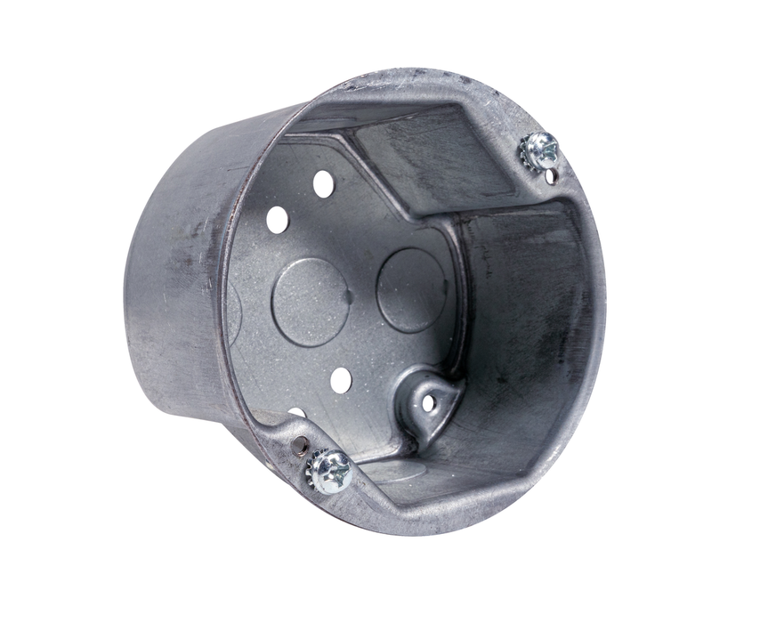 Southwire 4 Inch Round Fan Rated Box 2-1/8 Inch Deep 1/2 Inch Knockout No Bracket (54171-CFNB)