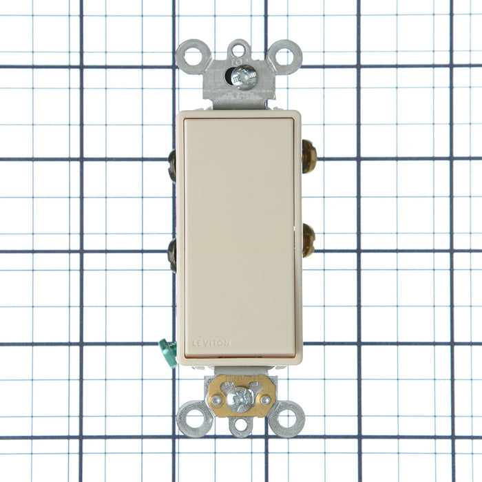 Leviton 20 Amp 120/277V Decora Plus Rocker 4-Way AC Quiet Switch Commercial Spec Grade Self Grounding Back And Side Wired Light Almond (5624-2T)