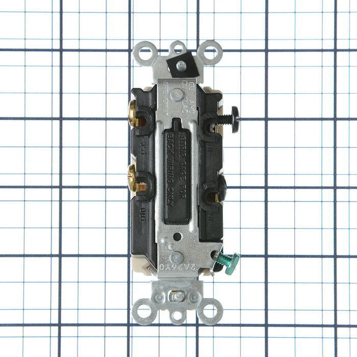 Leviton 20 Amp 120/277V Decora Plus Rocker 4-Way AC Quiet Switch Commercial Spec Grade Self Grounding Back And Side Wired Light Almond (5624-2T)