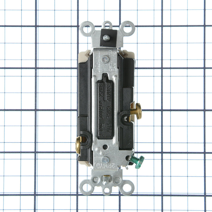 Leviton 15 Amp 120/277V Decora Plus Rocker Single-Pole AC Quiet Switch Commercial Spec Grade Self Grounding Back And Side Wire Light Almond (5691-2T)