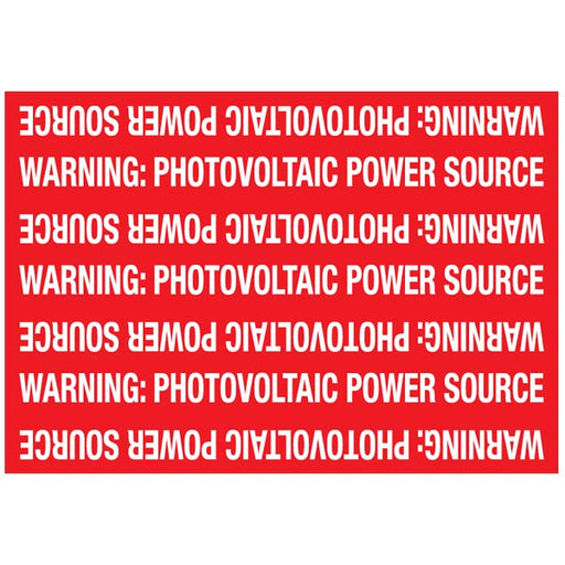 HellermannTyton Solar Marker Non-Adhesive Warning PV Power Source 7.25 Inch X 5 Inch Vinyl Red 25 Per Package (596-00208)