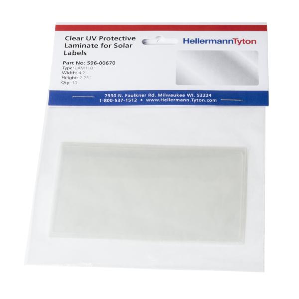 HellermannTyton Solar Label Clear Laminate UV Stable 4.2 Inch X 2.25 Inch Acrylic Clear 10 Per Package (596-00670)