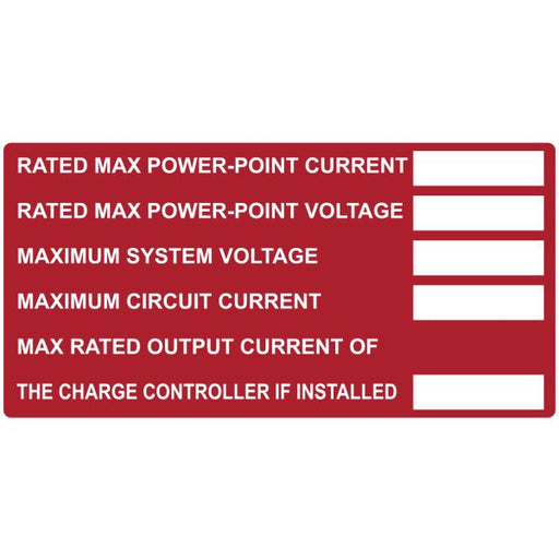HellermannTyton Solar Label Printable DC Module 4.0 Inch X 2.0 Inch Polyester Red 10 Per Package (596-00850)