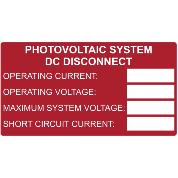 HellermannTyton Solar Label Printable DC Rating 3.75 Inch X 2.0 Inch Polyester Red 10 Per Package (596-00851)
